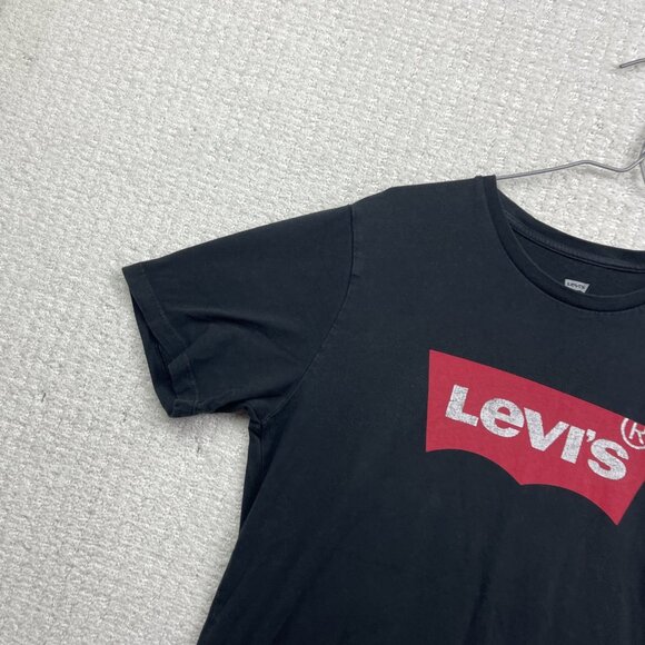 Levi’s Levi Strauss Mens Black w/ Red Classic Logo Short Sleeve Shirt Sz M - Picture 2 of 10